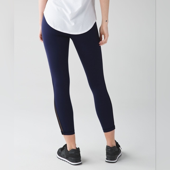 Lululemon High Times Pant (Wing Mesh) Leggings Womens 4 Deep Navy Luxtreme Yoga - Picture 5 of 16